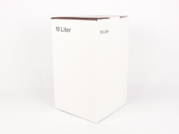 Karton Bag in Box 10 Liter weiss, Saftkarton, Faltkarton, Apfelsaft-Karton, Saftschachtel, Schachtel.
